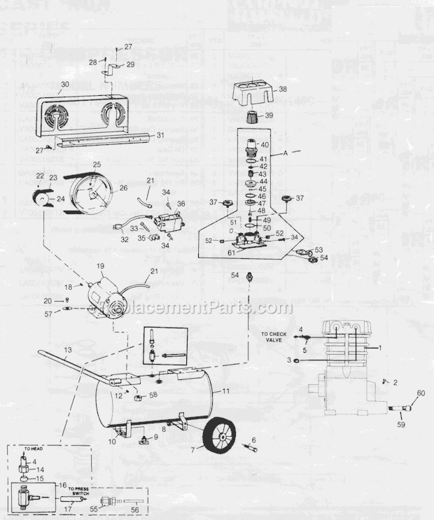 Page A Diagram and Parts List for VS401100  Campbell Hausfeld Compressor